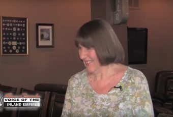 Ron Stark Sits with Lucy Ringle, Owner of Antique Alley and Upland Board Member
