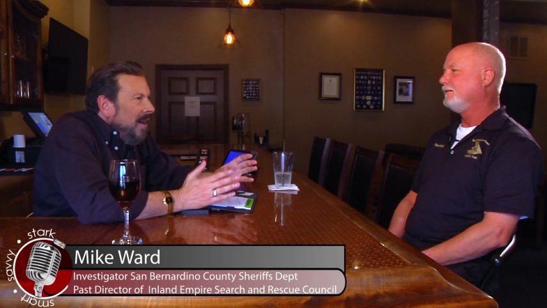 Ron Stark sits with Mike Ward, Investigator San Bernardino County Sheriffs Dept.